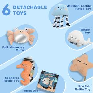 <span class=keywords><strong>Tapis</strong></span> d'éveil pour bébé surdimensionné, <span class=keywords><strong>tapis</strong></span> d'activités pour le temps sur le ventre pour bébés de 0 à 6 mois, <span class=keywords><strong>tapis</strong></span> d'éveil pour bébé en forme de coquille avec 6 jouets détachables - Product Image 3