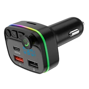 듀얼 USB QC3.0 차량용 충전기 MP3 오디오 플레이어 FM 송신기 핸즈프리 Aux 변조기 스마트 폰 충전기 (LED 포함)