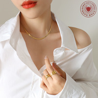 Collier ras du cou en acier inoxydable à motif chevrons, plaqué or 18 carats PVD, chaîne serpent plate, bijoux minimalistes pour femmes