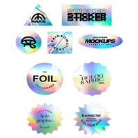 Adhesivo de holograma personalizado troquelado, logotipo de vinilo láser arcoíris, impresión decorativa, efecto holográfico
