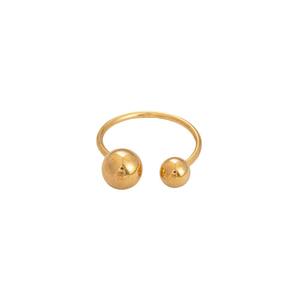 Retro Spherical <b>Ring</b> Stainless Steel 18K Gold Plated Geometric Shape Unisex Jewelry Gift - Product Image 5