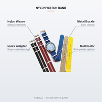 Bracelet de montre Perlon bleu, noir, bordeaux, beige, jaune, tressé, 20 mm, 22 mm, boucle en acier inoxydable, plongée, sport, OEM