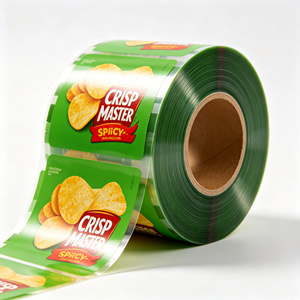 Rouleau de sacs d'emballage en plastique imprimé vert, type stand-up pouch, pour chips, snacks et aliments - Product Image 4