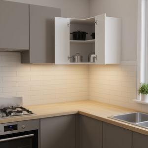 Gabinete de Esquina de Madera Sintética Blanca en Forma de L para Cocina, Diseño Moderno y Compacto, 12 Pulgadas de Profundidad, 17.9 Pulgadas de Ancho - Product Image 2