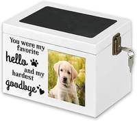 Caja de cremación para mascotas al por mayor, superventas, caja de cremación conmemorativa de madera para mascotas, marco de fotos, caja conmemorativa para perros fúnebres