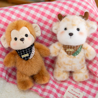 Porte-clés en peluche lapin couché mignon, poupée en peluche lapin de dessin animé, pendentif pour sac à dos, ornement suspendu, cadeau pour enfants, vente en gros