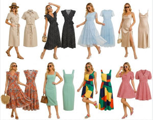 <b>Summer</b> Hollow Embroidery Short Sleeve Long <b>Dress</b>, Pastoral Knee-Long Skirt, Random Mix Assortment Direct Delivery - Product Image 1