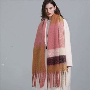 Elegante Bufanda de Lujo a Cuadros de Cachemira 2022, Bufanda de Invierno para Mujer, Chales y Pañuelos de Pashmina - Product Image 1