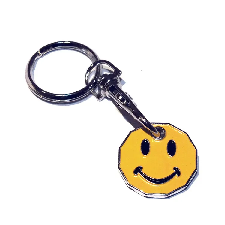 metal lovely smile face soft enamel trolley tokens coin