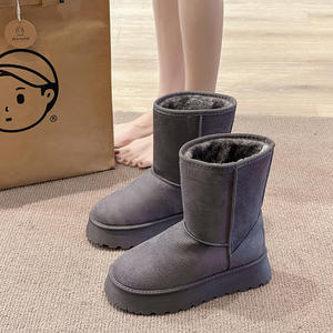 Sepatu Bot Salju Wanita Musim Gugur/Dingin 2025 Terbaru, Berlapis Bulu Tebal, Ukuran Besar, Model Klasik Dasar - Product Image 2