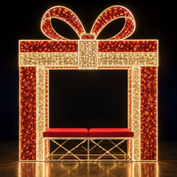 Guirlande lumineuse LED dorée blanc chaud CE IP65 pour arche de prieuré, avec bancs intégrés et motif boîte cadeau de Noël