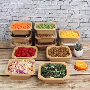 Tazón de Ensalada de Papel Kraft de 800 ml de la <span class=keywords><strong>Mejor</strong></span> Calidad, con Tapa Transparente a Prueba de Fugas, para Comida para Llevar, con Logotipo Personalizado - Product Image 6