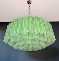 Suspension Vintage Italienne ModernGrand Lustre Vert en Verre de Murano