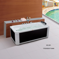Baignoire rectangulaire en acrylique avec fonction de trempage et éclairage LED au fond, pour usage hôtelier, avec lecteur DVD MG-905T