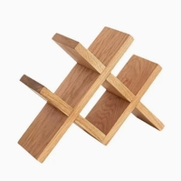 Support à vin en bois massif au design croisé, porte-bouteilles de comptoir, présentoir autoportant en bois pour bouteilles de vin et pots à épices