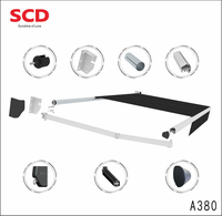 Auvent de terrasse électrique à bras articulés en aluminium, cassette complète, rétractable, pour jardin