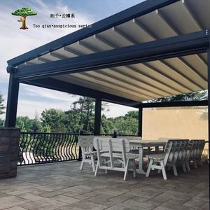 Pergola en alliage d'aluminium personnalisée <span class=keywords><strong>de</strong></span> qualité supérieure avec <span class=keywords><strong>toit</strong></span> à lamelles motorisé rétractable automatique et système d'éclairage LED intégré - Product Image 3