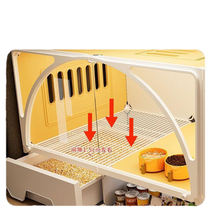Cage à lapin moderne, durable et élégante, très grande, luxueuse, type villa, en plastique, pour salon, avec fermeture à bouton, transparente - Product Image 4