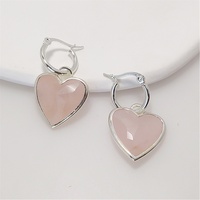 SEKIM JEWELRY Boucles d'oreilles créoles Huggie minimalistes en pierre précieuse naturelle en forme de cœur à facettes, plaqué or/argent, serti clos, sans nickel ER475