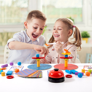 Nouveau <span class=keywords><strong>jeu</strong></span> d'équilibre de bureau en bois de castor transfrontalier jouet d'empilage amusant pince éducative précoce pour les enfants avec des dinosaures - Product Image 1