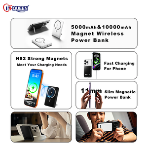 Custom Logo Small Magnetic Wireless Powerbank 5000mAh/10000mAh Ultra Slim Portable Fast Charge with Holder for <b>Phone</b> - Product Image 2