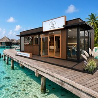 Conteneur de café portable de 40 pieds, bâtiment modulaire préfabriqué, extérieur en aluminium-plastique, mur isolé en PU de 100 mm
