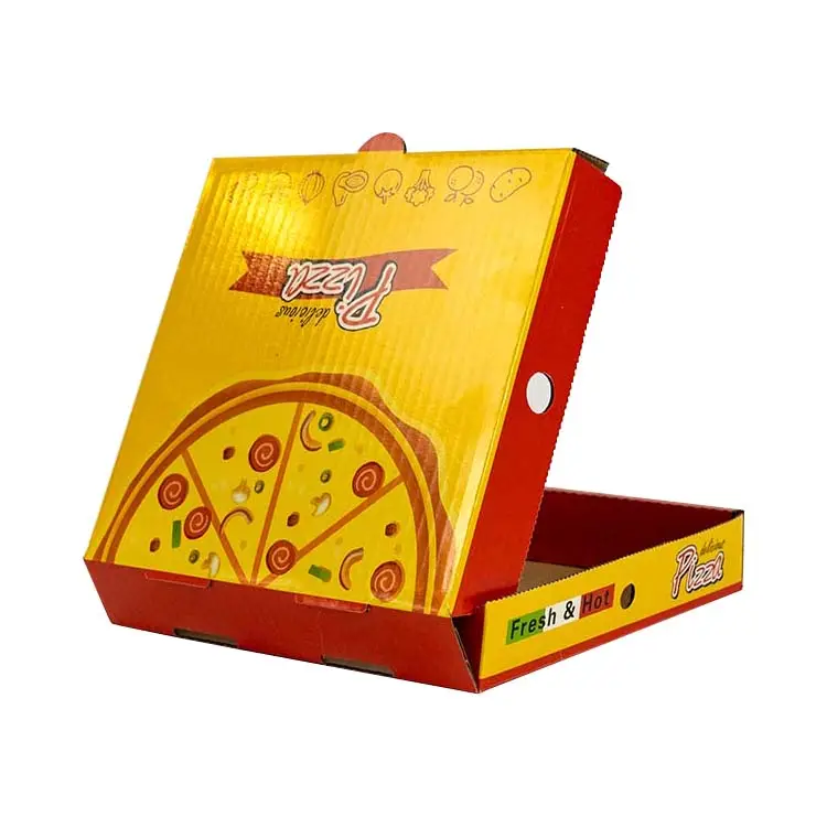 Venda quente de fábrica com logotipo personalizado modelo grosso de caixas de pizza de papelão ondulado de 16 polegadas