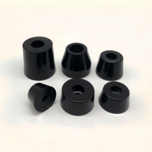 Pieds de châssis de meubles Longran en <span class=keywords><strong>PVC</strong></span>/métal noir, antidérapants, antichocs, avec vis surélevées et patins en caoutchouc fixés - Product Image 4