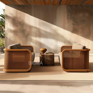 Sofa taman luar ruangan desain modern Sofa kursi panjang kayu Solid berlapis - Product Image 2