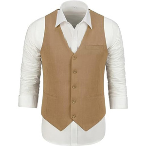 <strong>Men's</strong> Linen Work <strong>Vest</strong> Casual Slim Fit <strong>Vest</strong> Summer <strong>Beach</strong> Party Blazer <strong>Vest</strong> - Product Image 1