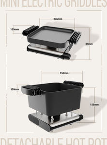 Hoogwaardige 2-in-1 draagbare antiaanbak grill- en bakplaatset met regelbare temperatuur, elektrische tafelgrillpan, elektrische hotpot - Product Image 4