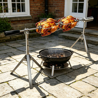 Barbecue électrique à charbon de bois en acier inoxydable avec trépied de camping pour rôtissoire à agneau et cochon