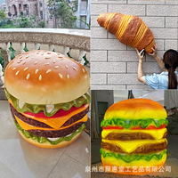 Levensgroot Hamburgermodel Harsen Sculptuur Feeën Muziek Gloeiende Wandlamp Hangend voor Bakkerij Etalage