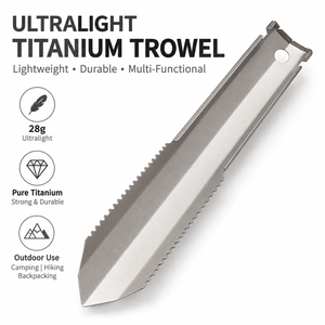 Pala de Camping Multifuncional de Titanio Puro, Pala de Jardín Portátil con Hoja Dentada, Pala para Excavar en el Exterior con Clip en Forma de U - Product Image 1
