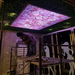 Cocina techo Ideas vinilo textura elástico junta de techo falso 3D de techo de pared