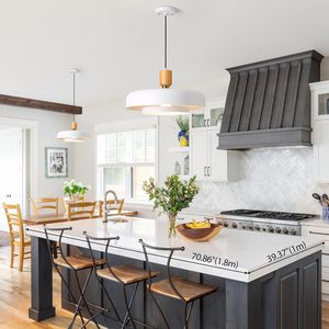 SIMIG moderno ciondolo a 2 livelli luce bianca opaca in <span class=keywords><strong>legno</strong></span> <span class=keywords><strong>naturale</strong></span> ottone accento di metà secolo <span class=keywords><strong>lampadario</strong></span> per cucina da pranzo - Product Image 6