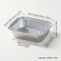 Moule à pain rectangulaire jetable en aluminium PET de 850 ml (29 oz) bleu F-195 pour dîner familial, conteneur alimentaire moulé en pâte de qualité alimentaire