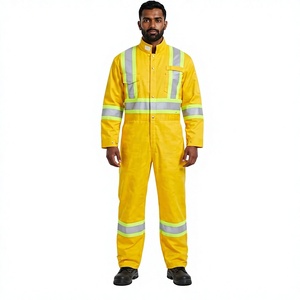 Combinaison de sécurité haute visibilité, vêtements de travail avec bandes réfléchissantes, jaune, tenue de travail de protection industrielle, manches longues, vêtements de chantier - Product Image 1