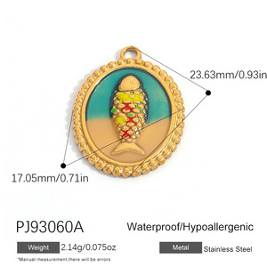 Pendentif en acier inoxydable plaqué or PVD, motifs cœur, étoile, soleil, pistolet, chien, résistant au ternissement et à l'eau - Product Image 6