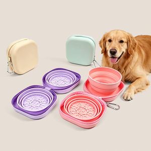2-in-1 <b>Collapsible</b> Dog Bowl Set with Portable Zippered Case Silicone Travel Pet Food Water Feeder for Hiking Camping Walking - Product Image 1