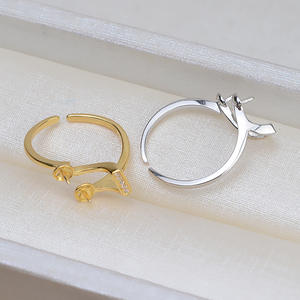 Bague ouverte en argent S925 avec symbole musical et bouche mobile, anneau à 5-6 perles, accessoire de bricolage, support vide, 37 - Apprêts et composants de bijouterie - Product Image 4