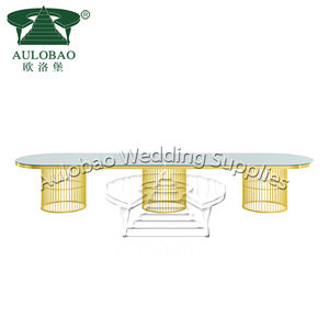 Lujosa mesa de comedor de latón dorado para 8 personas de boda para restaurante - Product Image 1