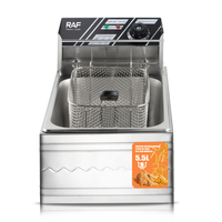 Freidora RAF R.5220 de 6L, Freidora Eléctrica Comercial de Acero Inoxidable, 2500W, Calentamiento Rápido para Restaurante, Bar de Snacks, Cocina