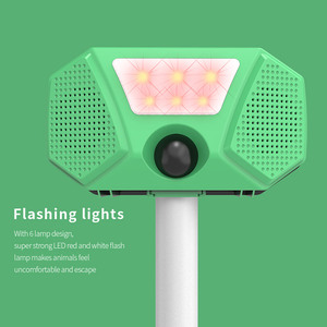 เครื่องไล่สัตว์พลังงานแสงอาทิตย์แบบปรับได้ 4 ระดับ พร้อมไฟ LED สโตรบ กันน้ำ IP66 สำหรับไล่แมว สุนัข กวาง - Product Image 5