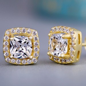 Boucles d'oreilles tendance en alliage de zinc et cuivre, serties de zircons carrés et ronds, pour femme, idéales pour les soirées - Product Image 5
