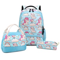 Mochila Unisex de Alta Calidad con Diseño de Unicornio Azul, Linda Mochila Escolar Ligera con Dibujos Animados de Animales para Niñas