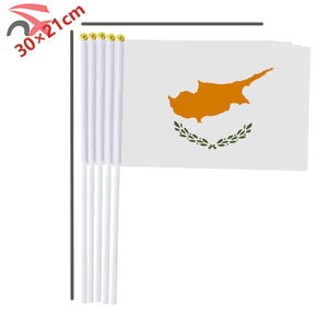 Impresión personalizada LOGOTIPO País 14*21cm Pequeña bandera nacional de Chipre ondeando a mano con poste de plástico - Product Image 6