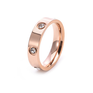 Anello 2024 amore amicizia oro argento placcato rosa zirconi cubici in acciaio inox anello <span class=keywords><strong>promessa</strong></span> gioielli da donna fede nuziale - Product Image 1