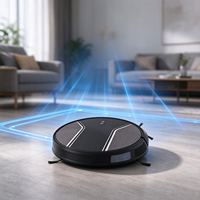 Robot Vacuum Cleaner Pintar V8 3-in-1 dengan Kontrol Aplikasi, Pengisian Otomatis, Penyemprotan, Wifi/Aplikasi, Filter HEPA, Plastik Elektrik