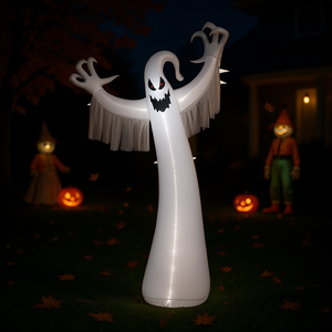 Halloween Inflatable Ghost 12 Ft Tall <b>Outdoor</b> Yard Decoration Waterproof Fabric With <b>Led</b> <b>Lights</b> Spikes <b>Ropes</b> - Product Image 2